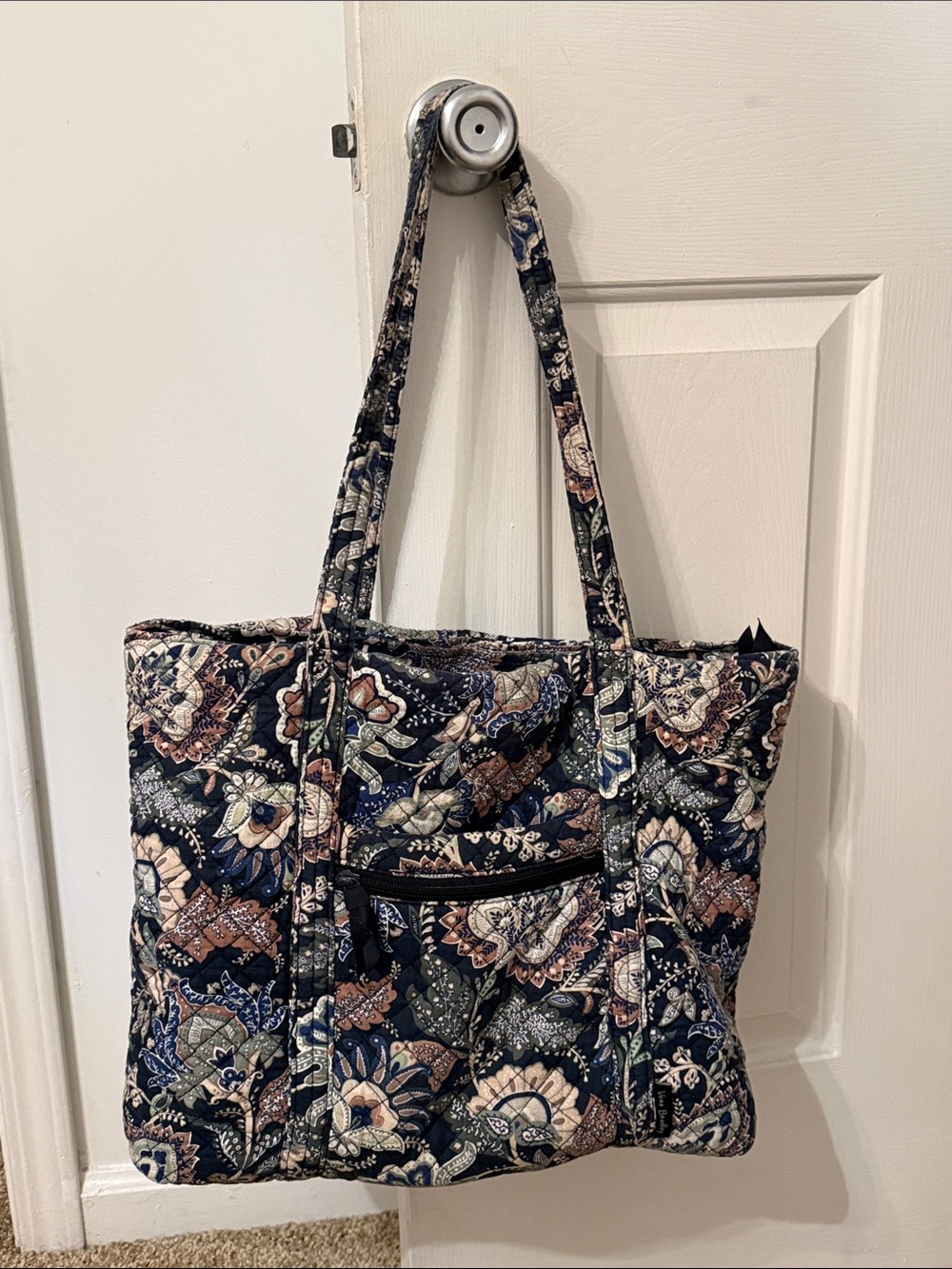 Vera Bradley Navy Quilted Floral Tote with Multi-Color Accents